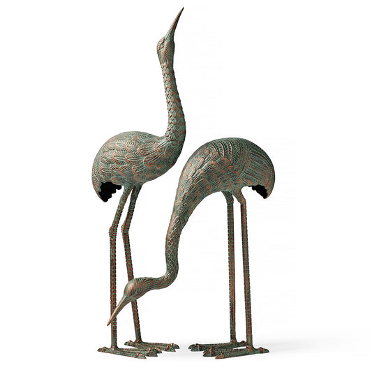 Foraging Cranes, Set of 2