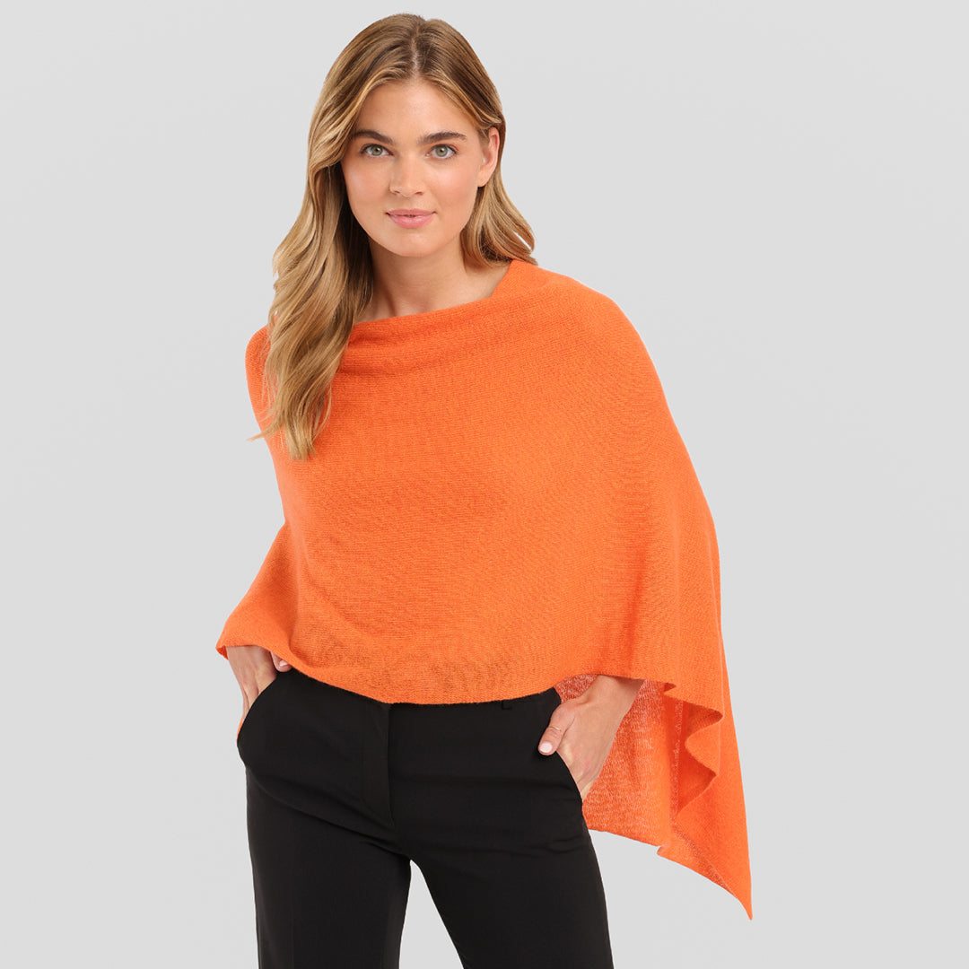 Cashmere Poncho, Sunset Orange