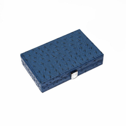 Blue Ostrich-Embossed Domino Set