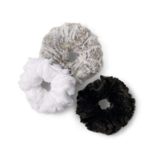 Faux Fur Scrunchies, Set of 3