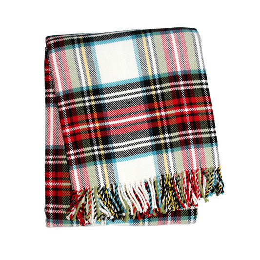 Tartan Plaid Throw, Cream