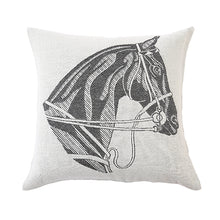 Stick & Ball Charcoal Gray Horse Pillow, Right-Facing