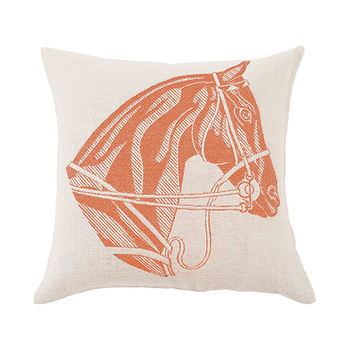Stick & Ball Mandarin Orange Horse Pillow, Right-Facing