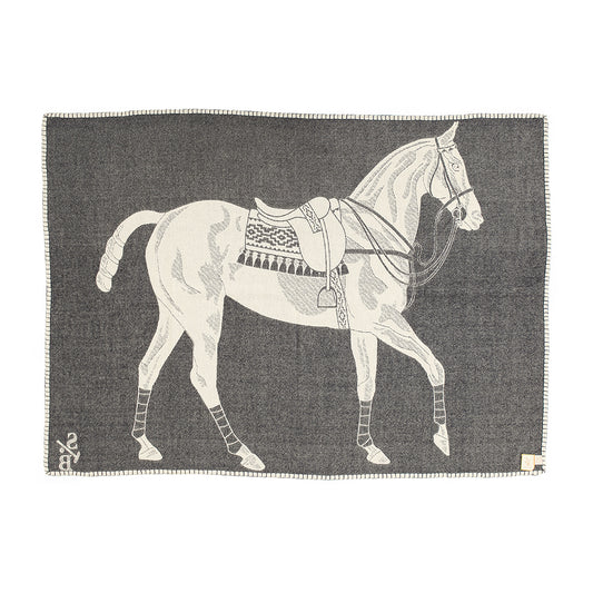 Charcoal Gray Horse Polo Pony Throw