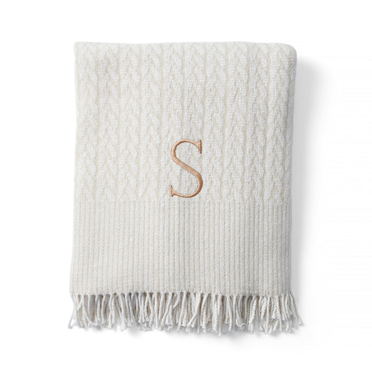 Personalized Cable-Knit Throw