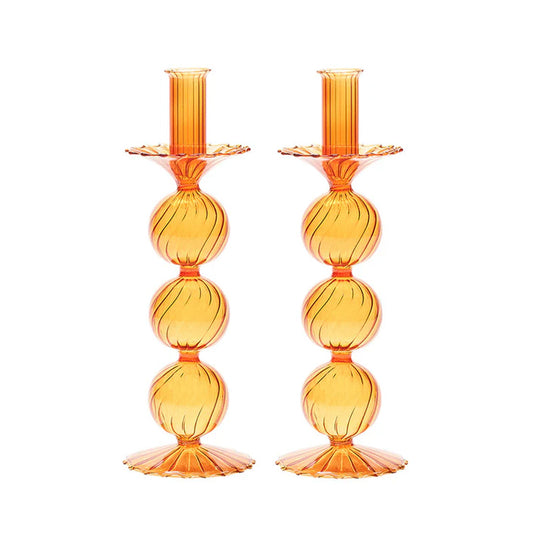 Kim Seybert Iris Candleholders, Set of 2 Orange