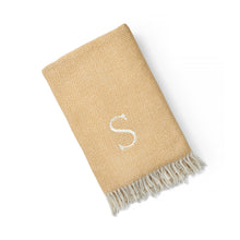 Herringbone Plush Throw, Stone Personalized