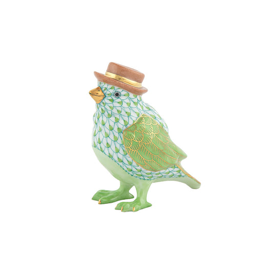 Herend Bird with Hat, Lime