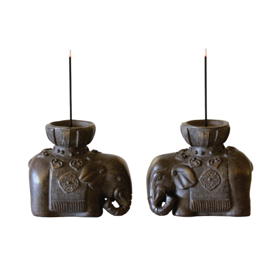 Elephant Incense Stands, Set of 2