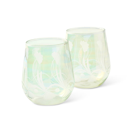 Art Nouveau Green Tumblers, Set of 2