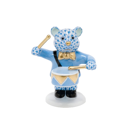 Herend Little Drummer Bear, Blue