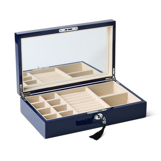 Navy Lacquered Jewelry Box