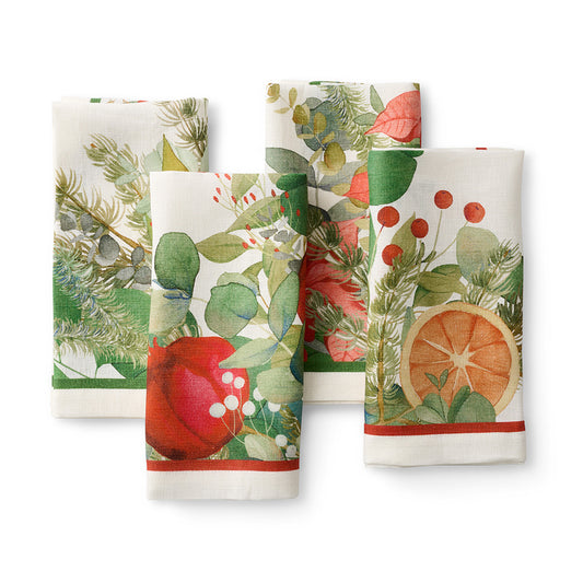 Holiday Floral Napkins, Set of 4