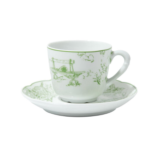 Bernardaud Tout Paris Moka Espresso Cup & Saucer, Green