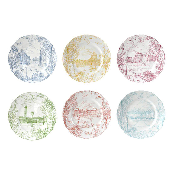 Bernardaud Tout Paris Dinner Plates, Set of 6 Assorted