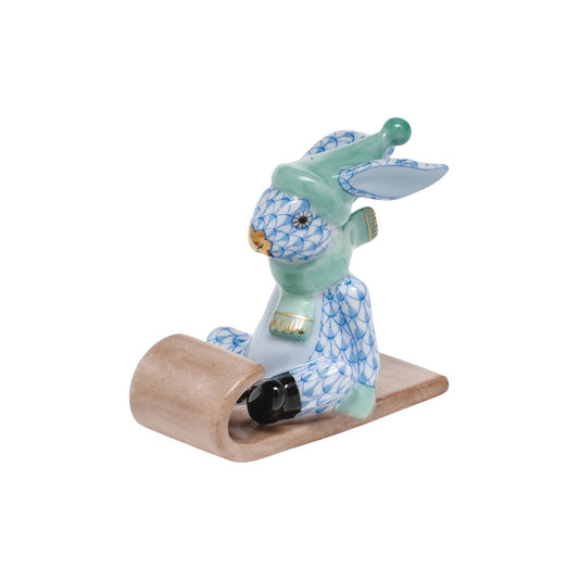 Herend Sled Bunny, Blue