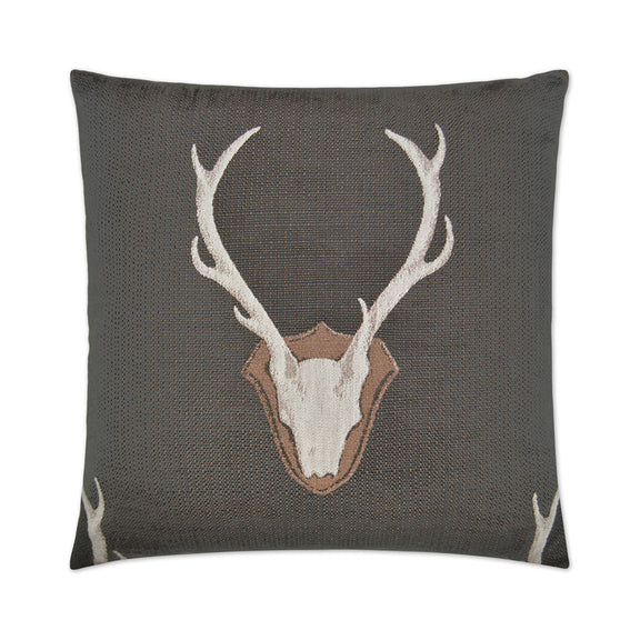 Woodland Buck Pillow, Gray