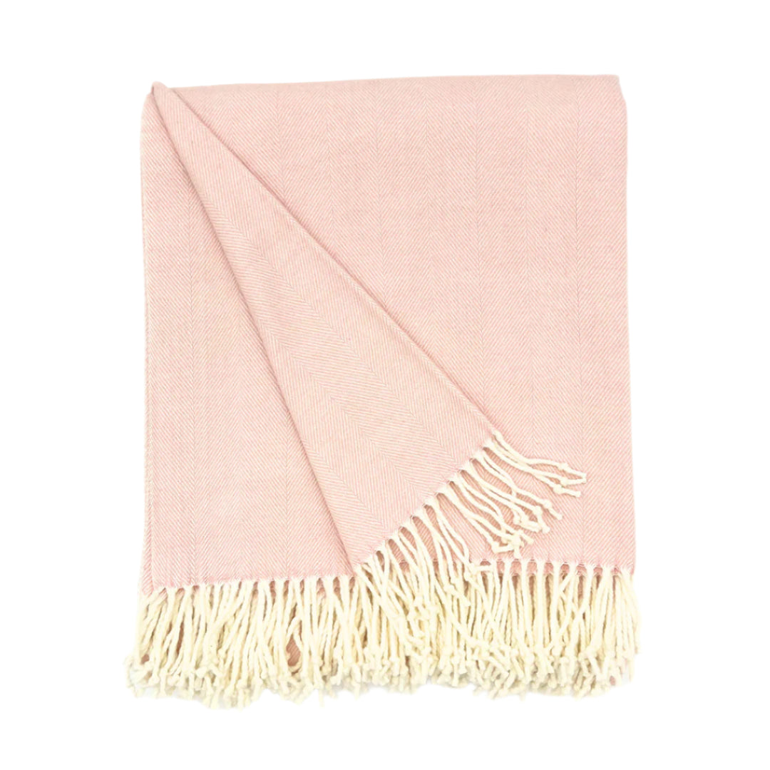 Charleston Herringbone Throw, Rose