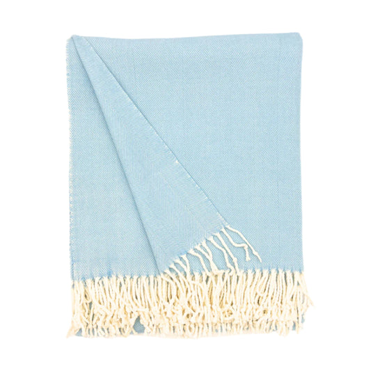 Charleston Herringbone Throw, Tradewind Blue
