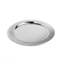 Anna New York Striations Round Serving Tray, Silver