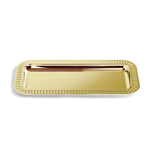 Anna New York Striations Rectangular Serving Tray, Gold