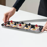 Striations Rectangular Serving Tray, Silver