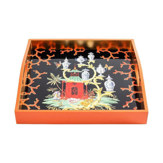 Caspari Rococo Fantasy Lacquer Square Tray