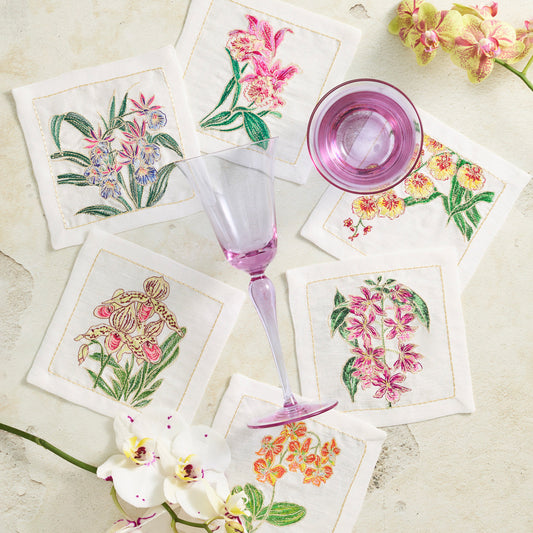 Orchid Cocktail Napkins, Set of 6