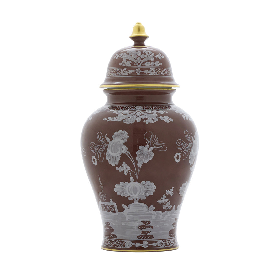 Ginori 1735 Oriente Italiano Potiche Vase, Castagna