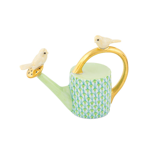 Herend Watering Can with Birds, Key Lime