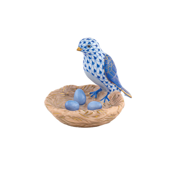 Herend Bird with Nest, Sapphire