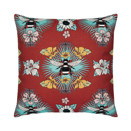 Elaine Smith Tropical Bee Indoor/Outdoor Pillow, Square