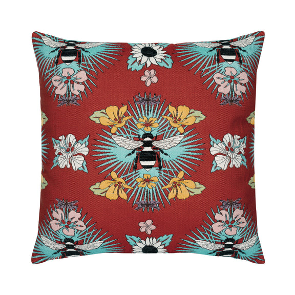 Elaine Smith Tropical Bee Indoor/Outdoor Pillow, Square