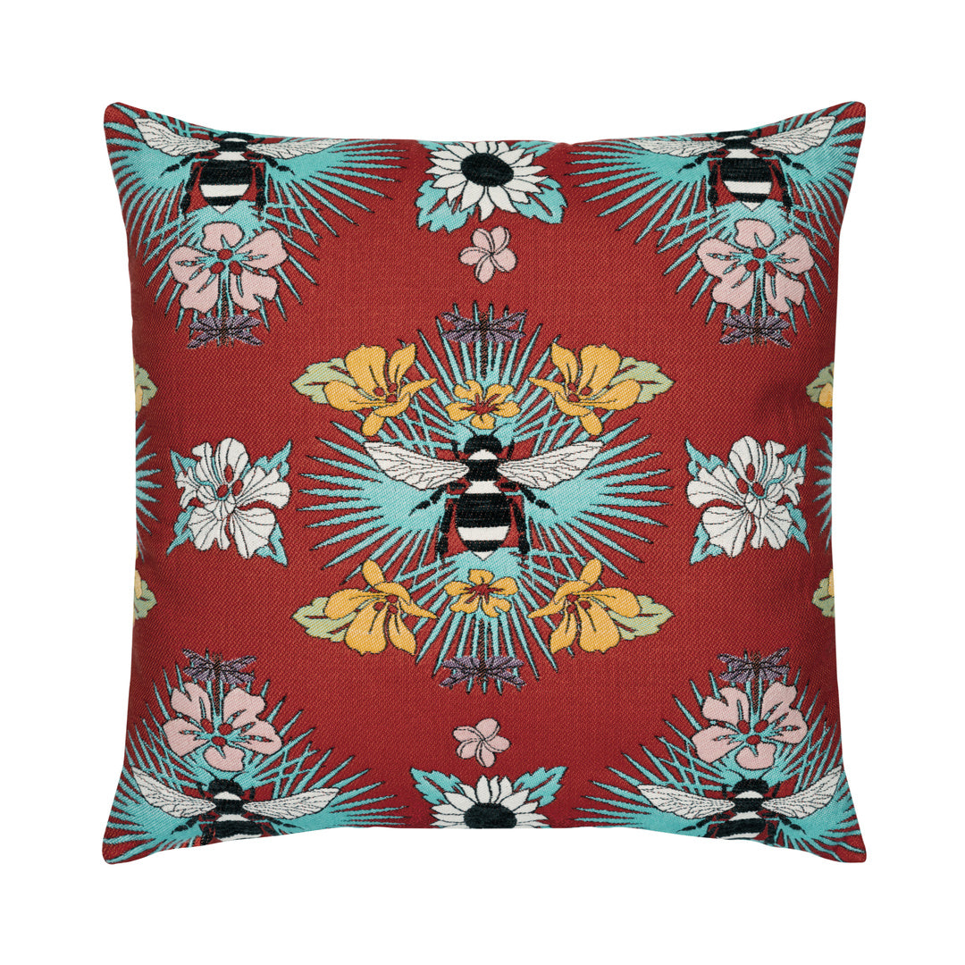 Elaine Smith Tropical Bee Indoor/Outdoor Pillow, Square