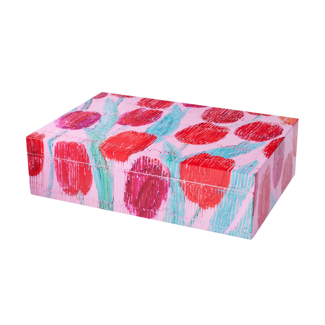 Hunt Slonem Tulip Treasure Lacquer Box