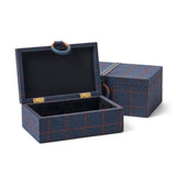 Blue Tweed Boxes, Set of 2