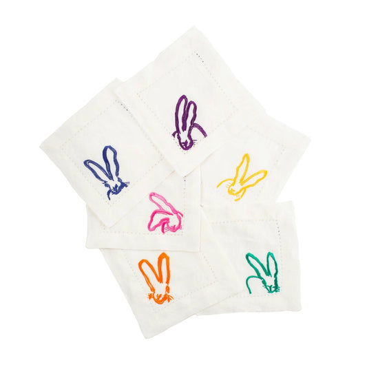 Hunt Slonem Rainbow Bunnies Cocktail Napkins, Set of 6