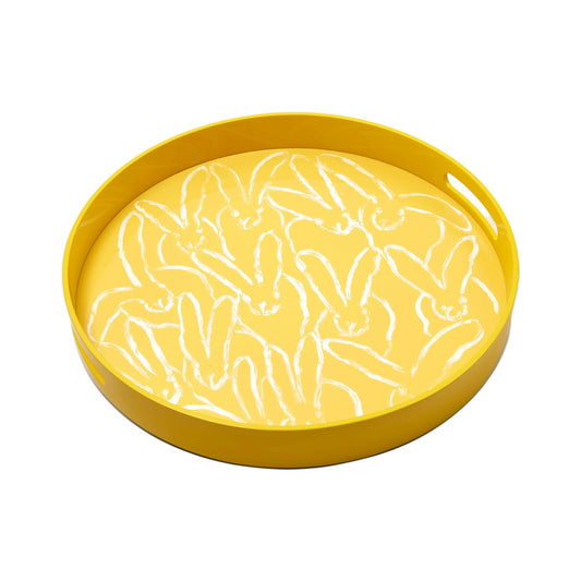 Hunt Slonem Jubilee Bunnies Yellow Lacquer Tray