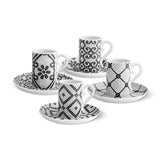 Vista Alegre Calcada Portuguesa Espresso/Coffee Cups & Saucers, Set of 4