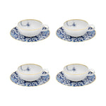 Vista Alegre Transatlantica Teacups & Saucers,  Set of 4