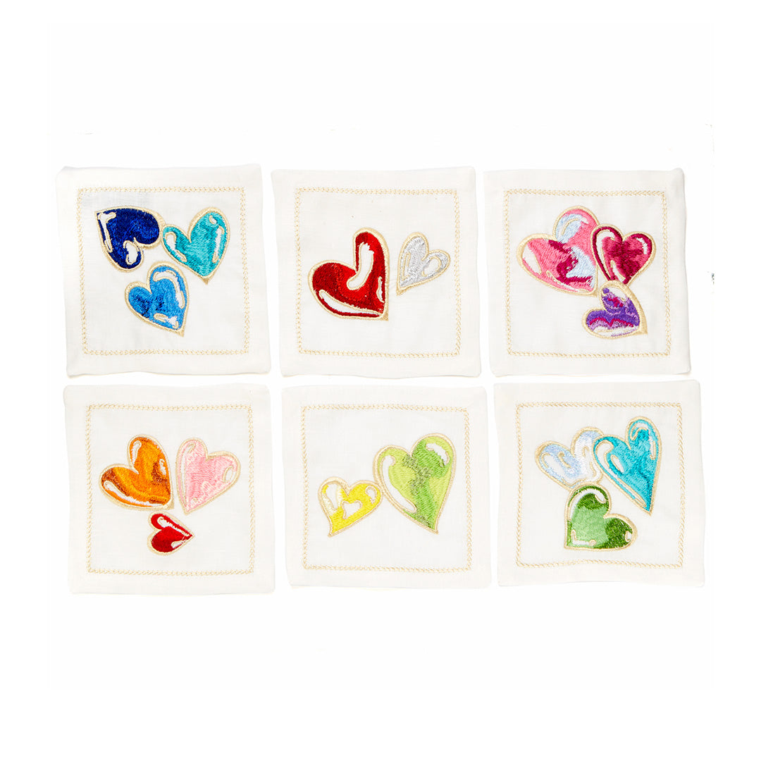 Kim Seybert Hearts Cocktail Napkins, Set of 6