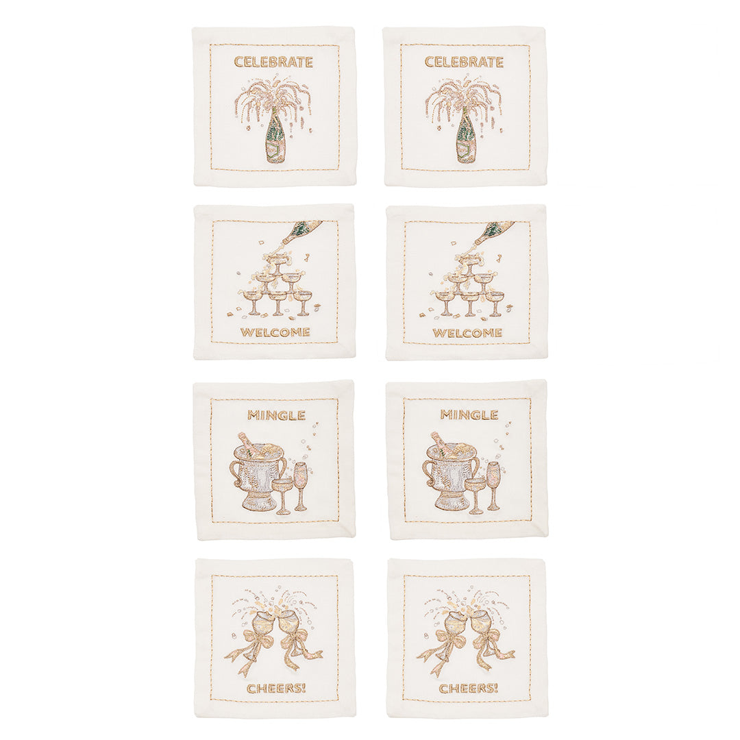 Kim Seybert Cheers Cocktail Napkins, Set of 8