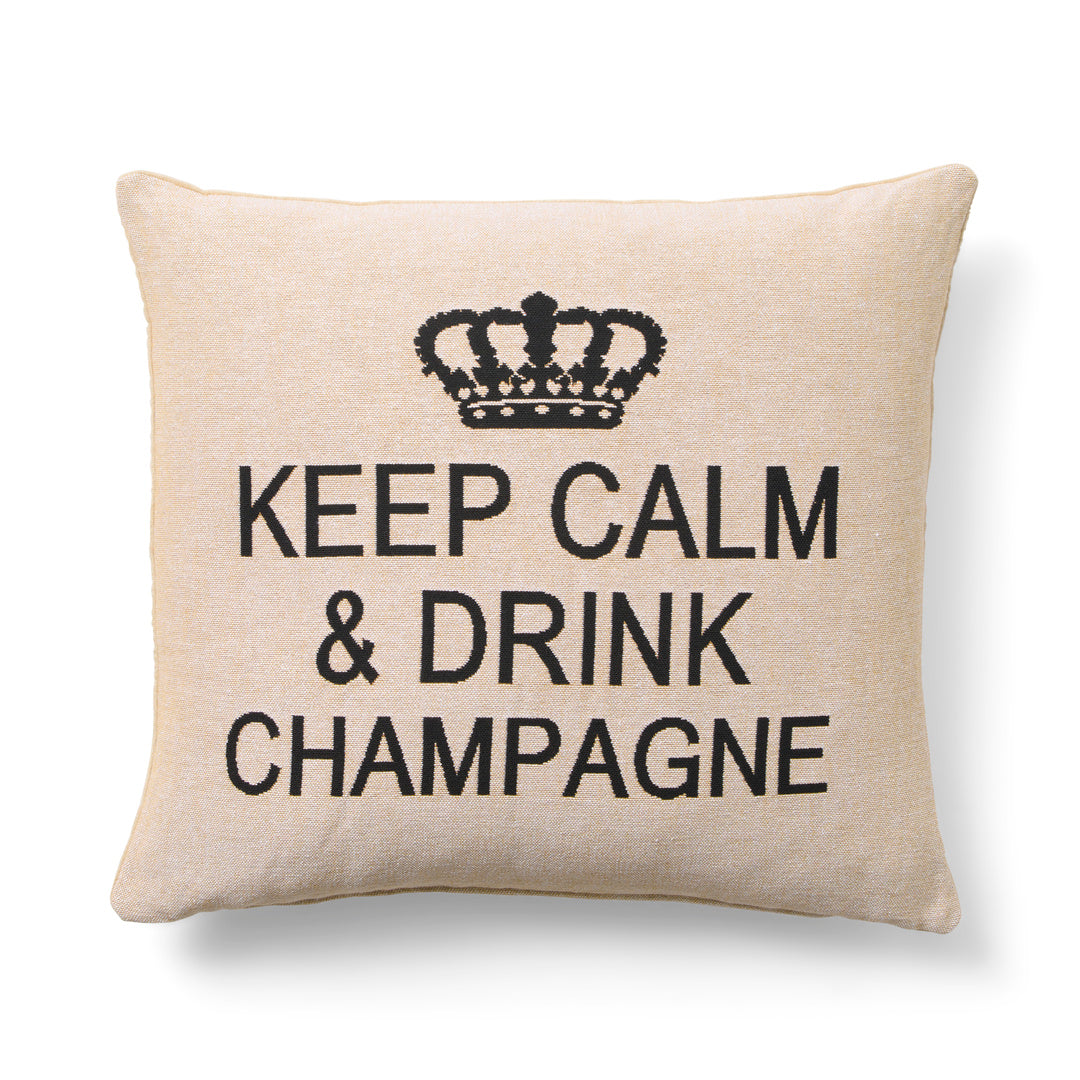 Keep Calm & Drink Champagne Pillow, Natural