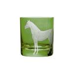 Artel Barnyard Double Old-Fashioned Glass, Green Horse
