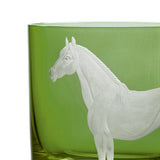 Barnyard Double Old-Fashioned Glass, Green Horse