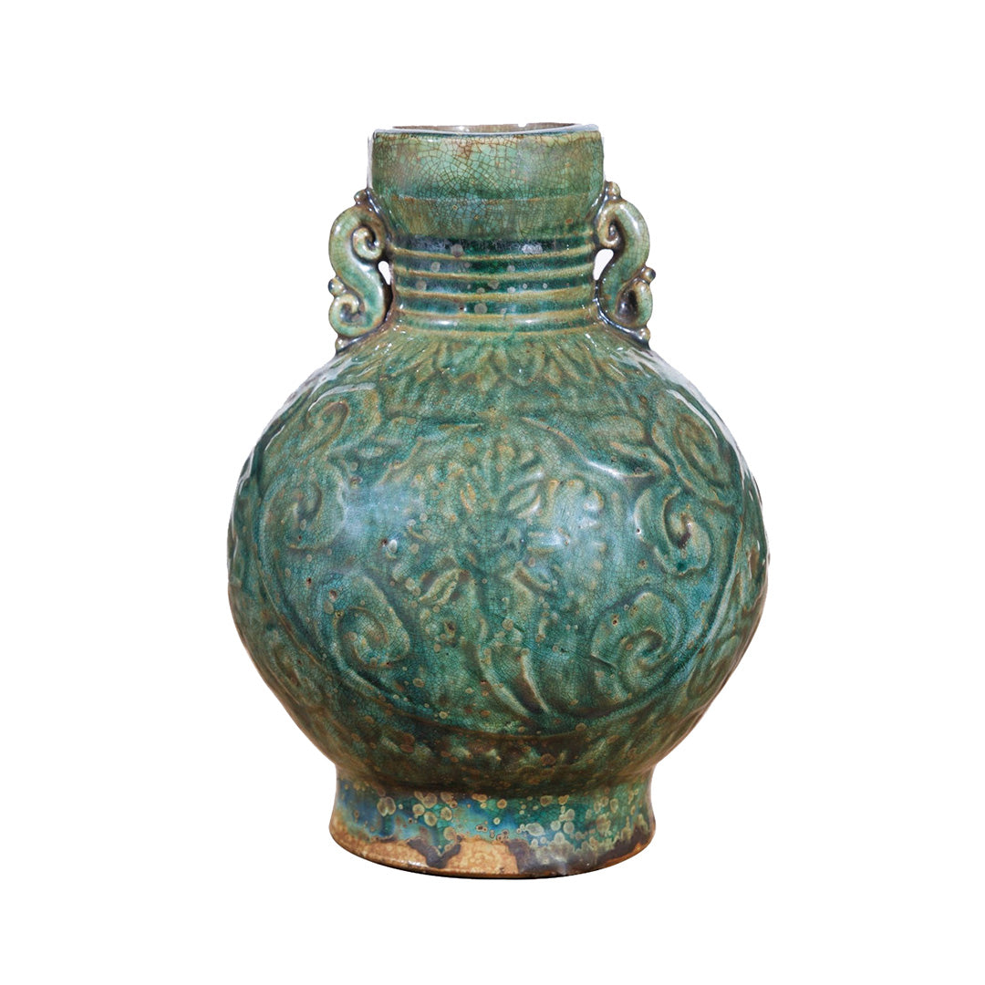 Speckled Green Peony Vase