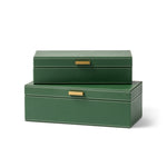 Green Leather Boxes, Set of 2