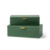 Green Leather Boxes, Set of 2