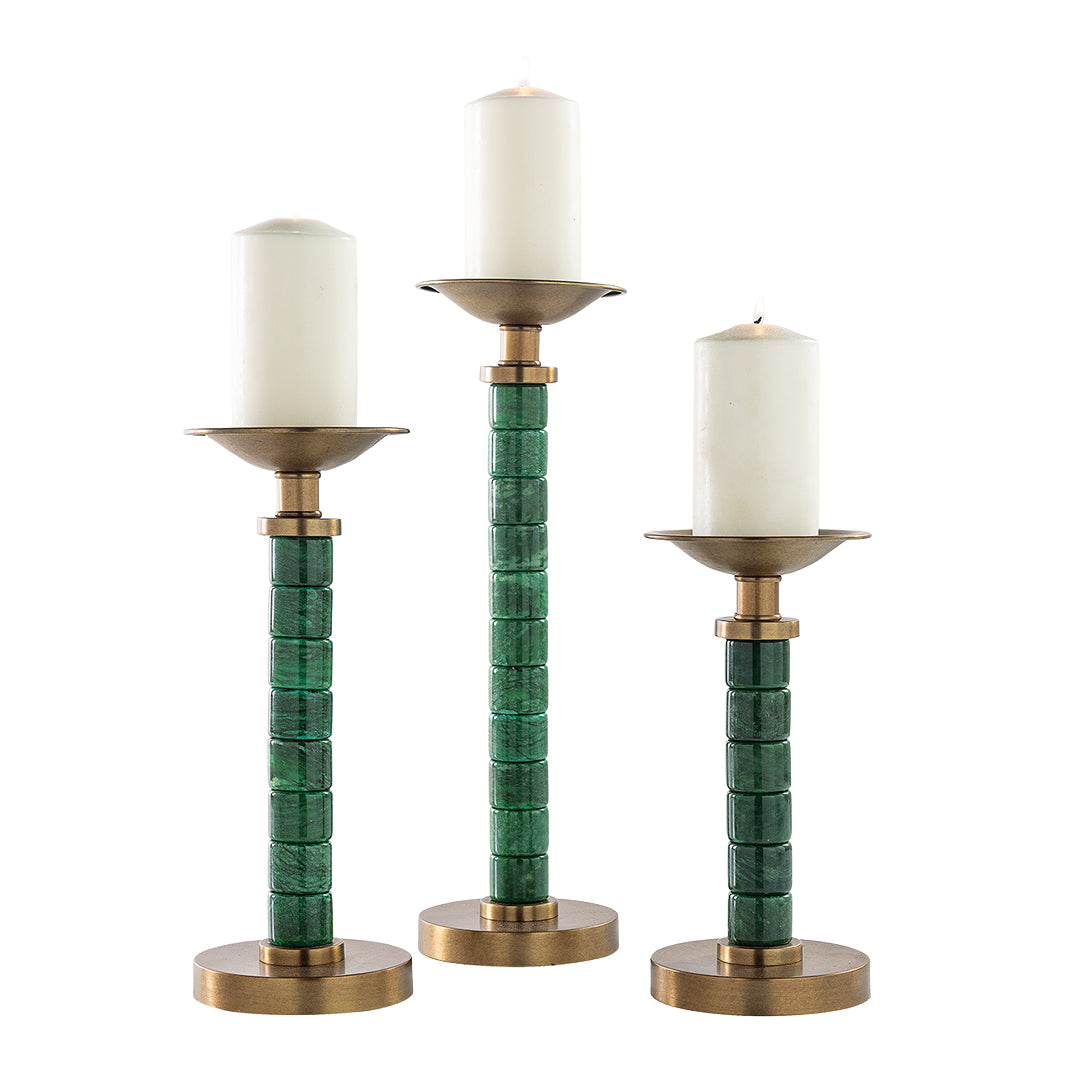 Jade Garden Green Candlesticks, Set of 3