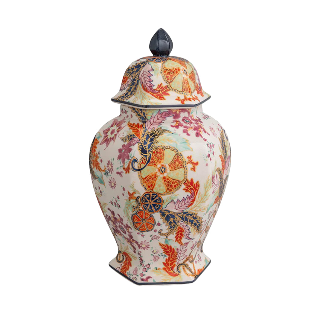 Tobacco Leaf Hexagonal Ginger Jar